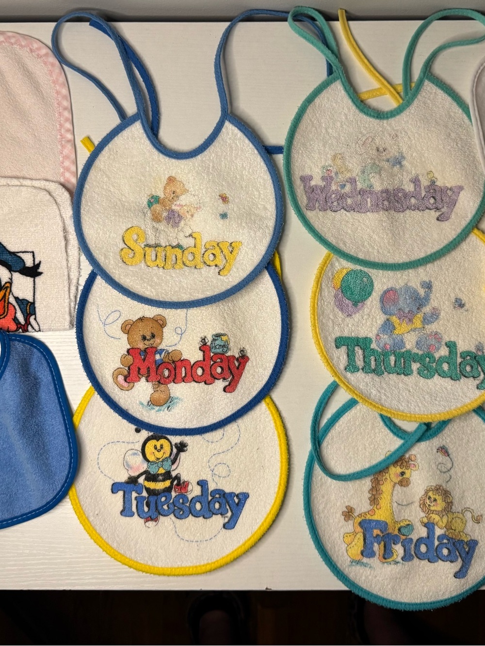Vintage Day-of-Week Baby Bib Set - Colorful Weekdays